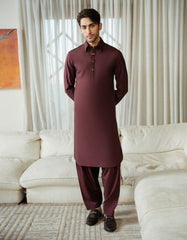 Shalwar Kameez - Deep Maroon - Wash & Wear