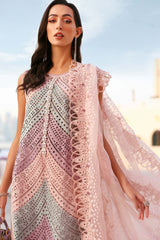 3Pc Unstitched Lawn Embroidered Suit with Diamond Chiffon Dupata With Dupata Pallu Embroided Patch - LLC-D529