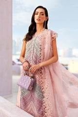 3Pc Unstitched Lawn Embroidered Suit with Diamond Chiffon Dupata With Dupata Pallu Embroided Patch - LLC-D529