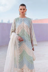 3Pc Unstitched Lawn Embroidered Suit with Diamond Chiffon Dupata With Dupata Pallu Embroided Patch - LLC-D530