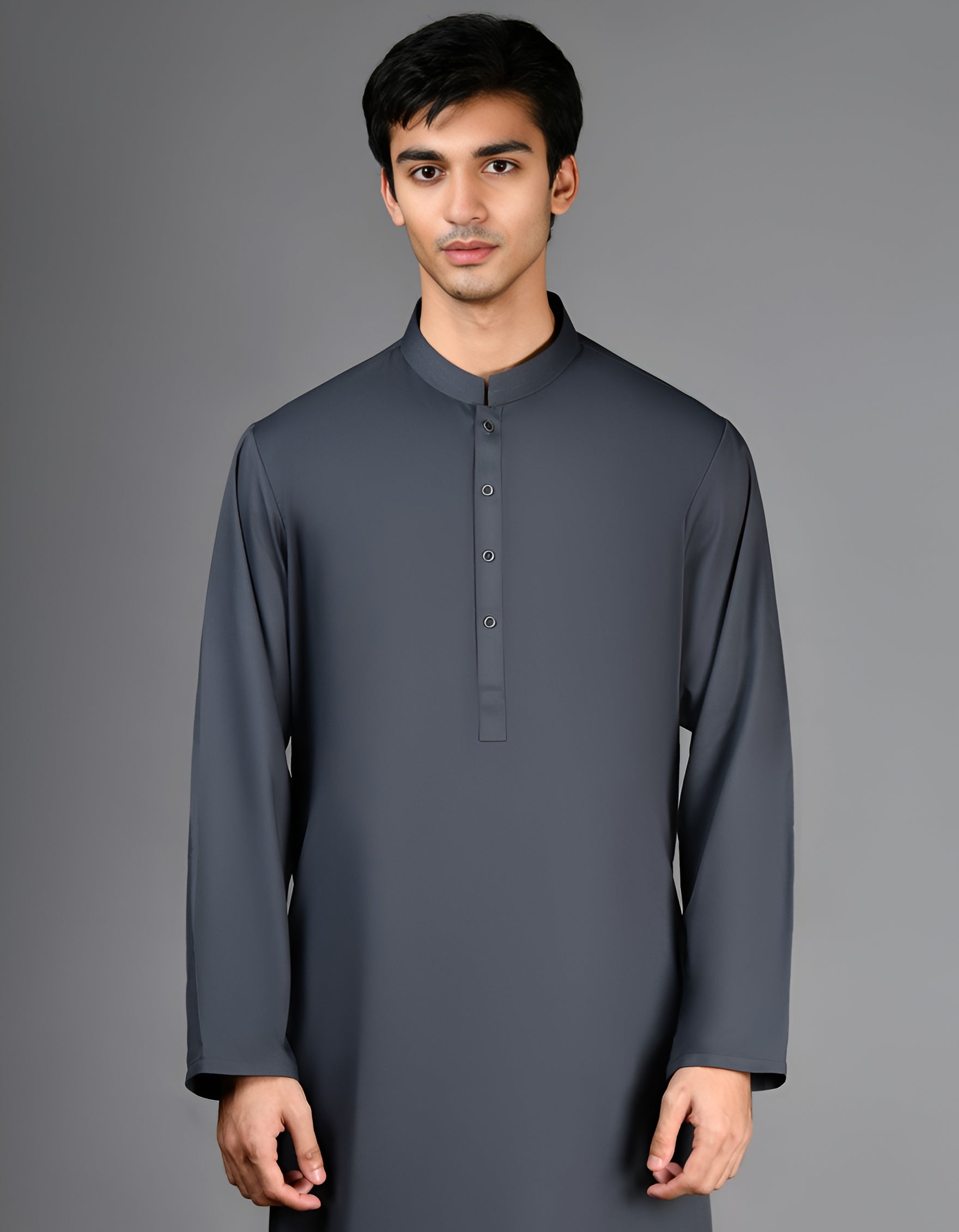 Shalwar Kameez - Grey Plain - Wash & Wear
