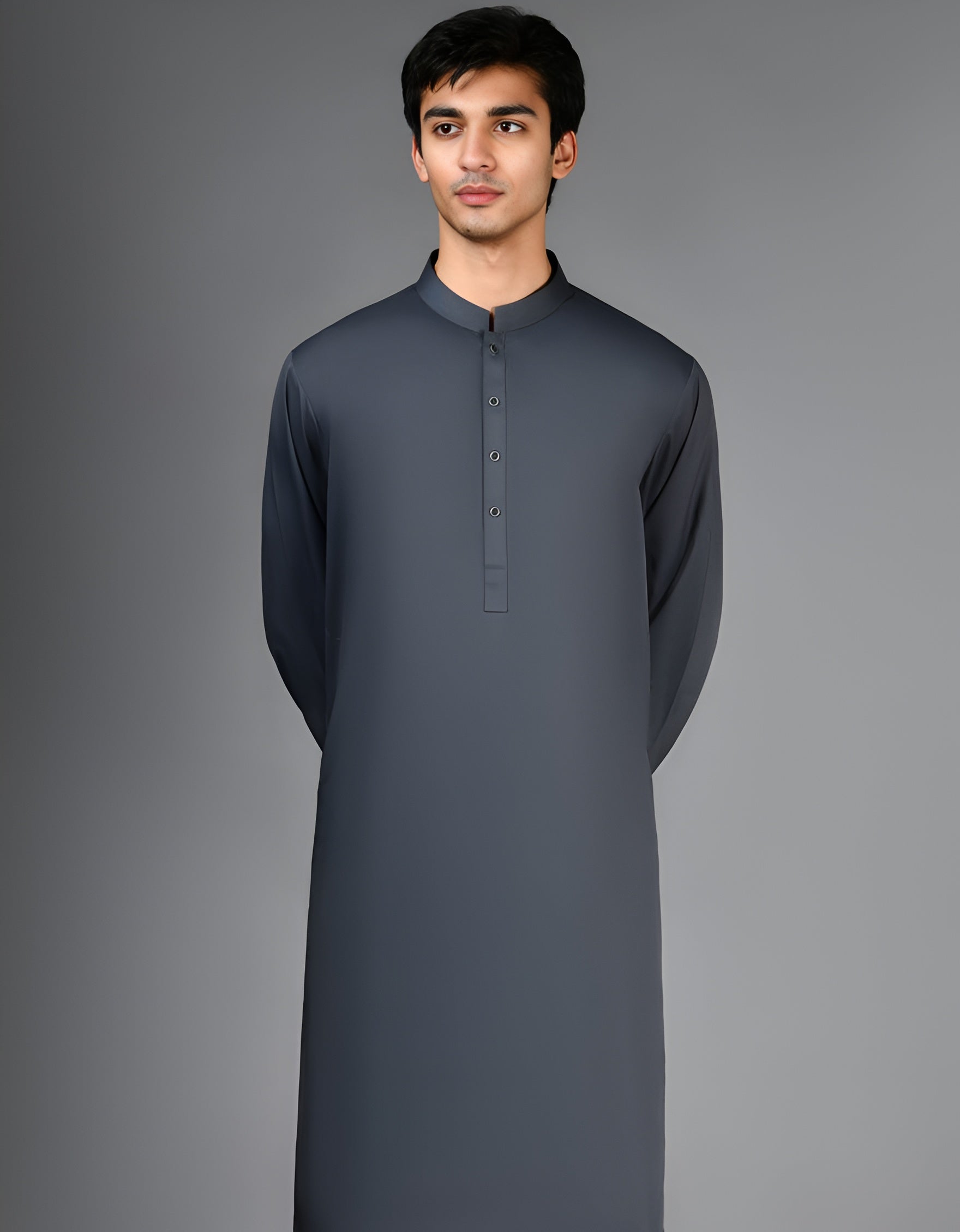 Shalwar Kameez - Grey Plain - Wash & Wear