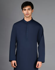 Shalwar Kameez - Navy Blue Plain - Wash & Wear
