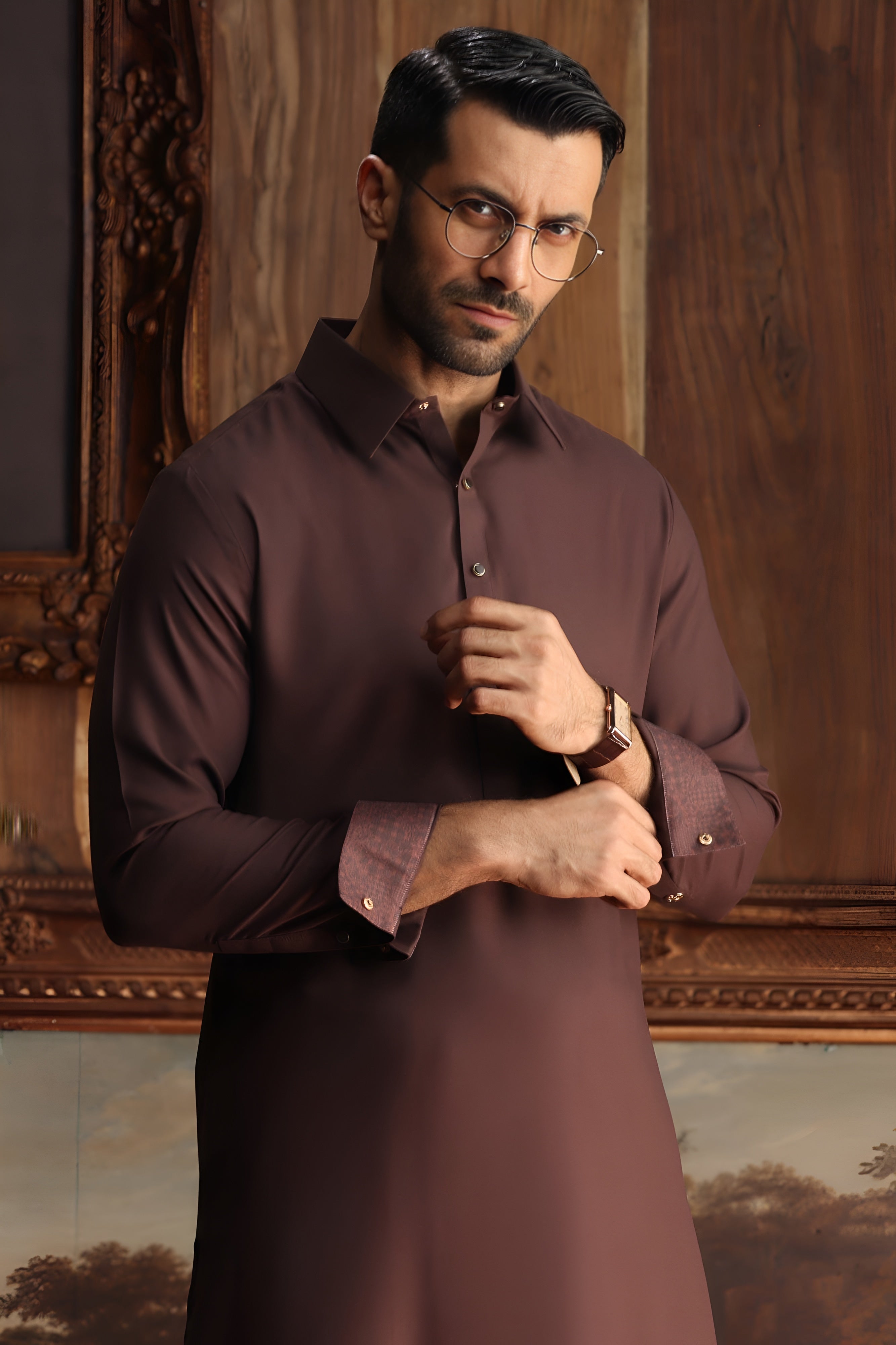 Shalwar Kameez - Coffee Brown - Wash & Wear