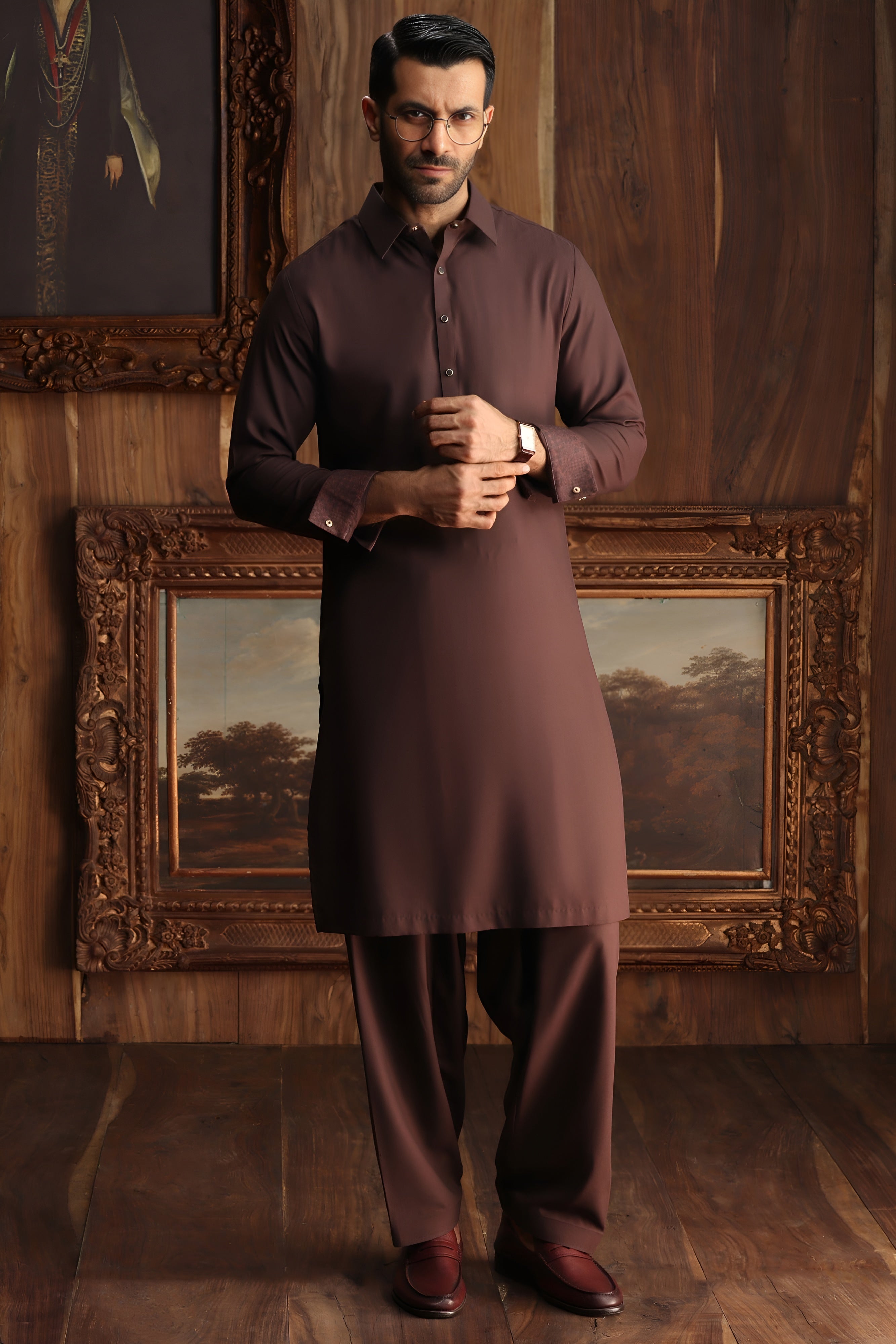 Shalwar Kameez - Coffee Brown - Wash & Wear