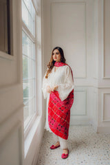 3Pc Unstitched Lawn Embroidered Suit with Digital Printed Diamond Chiffon Dupata - LLC-D501