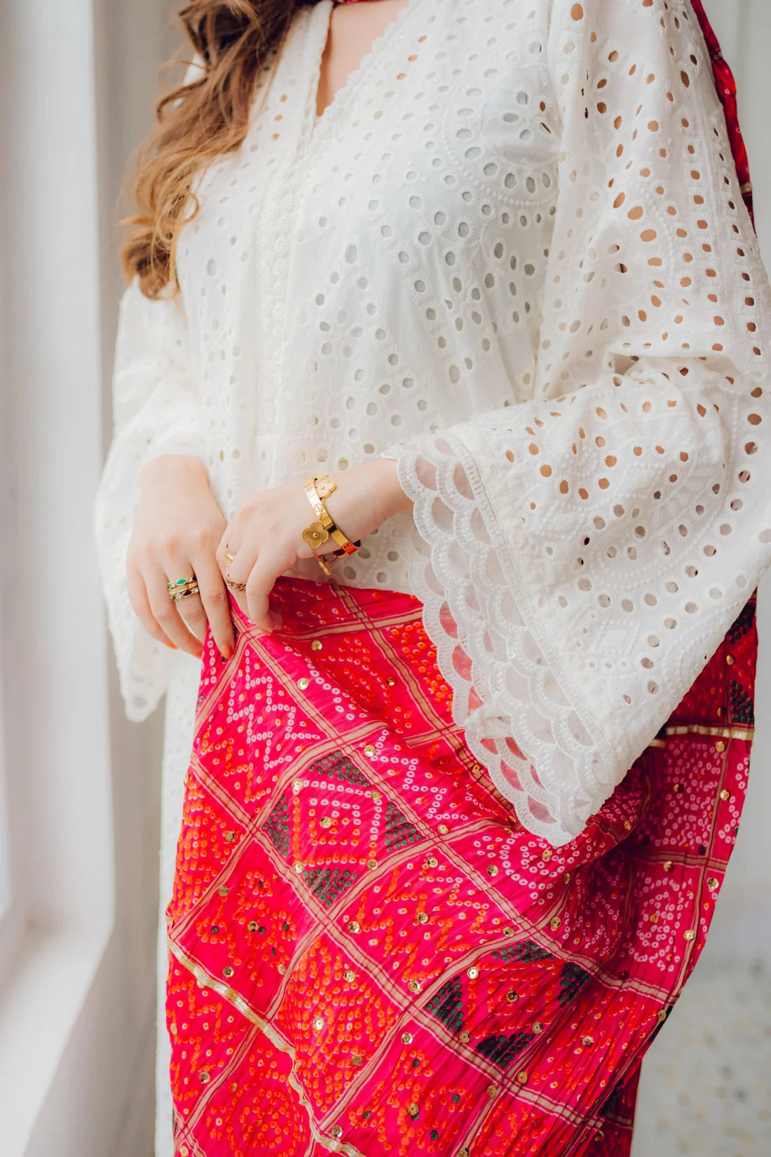 3Pc Unstitched Lawn Embroidered Suit with Digital Printed Diamond Chiffon Dupata - LLC-D501