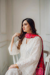 3Pc Unstitched Lawn Embroidered Suit with Digital Printed Diamond Chiffon Dupata - LLC-D501