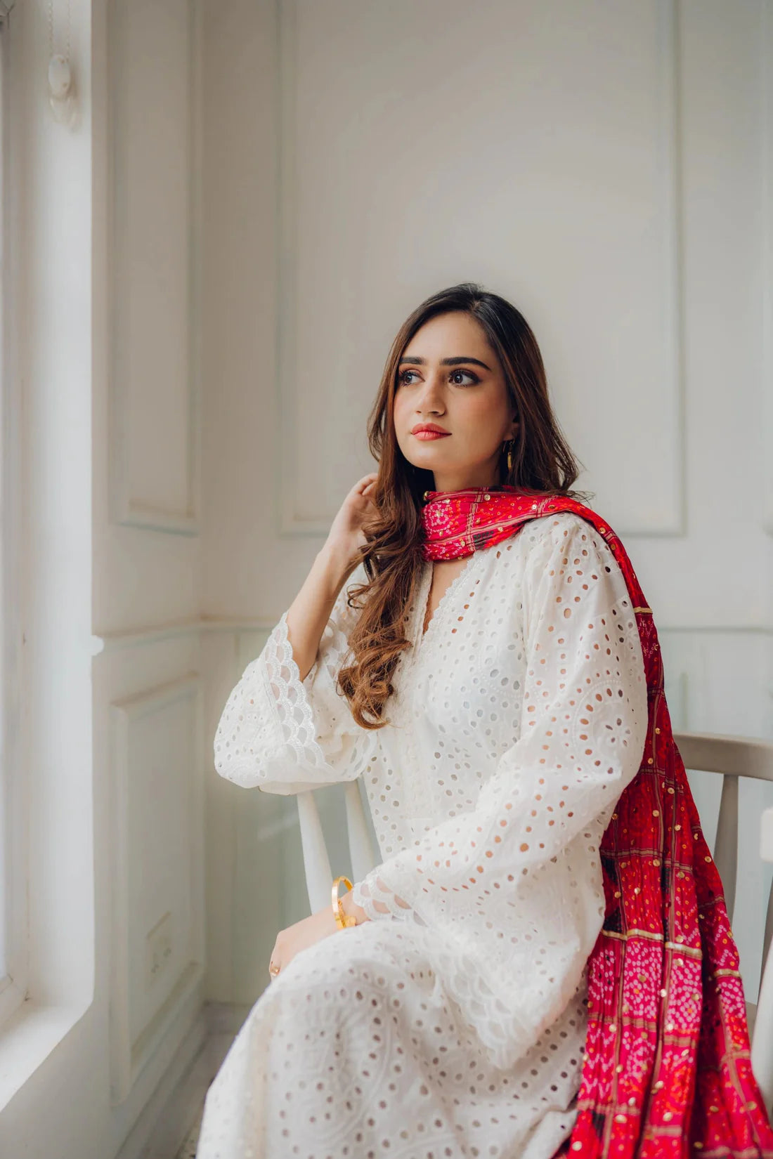 3Pc Unstitched Lawn Embroidered Suit with Digital Printed Diamond Chiffon Dupata - LLC-D501