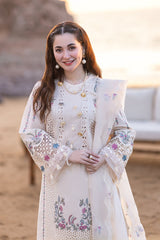 3Pc Unstitched Chikankari Lawn Embroidered Suit with Organza Embroidered Dupatta - LLC-2511