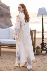 3Pc Unstitched Chikankari Lawn Embroidered Suit with Organza Embroidered Dupatta - LLC-2511