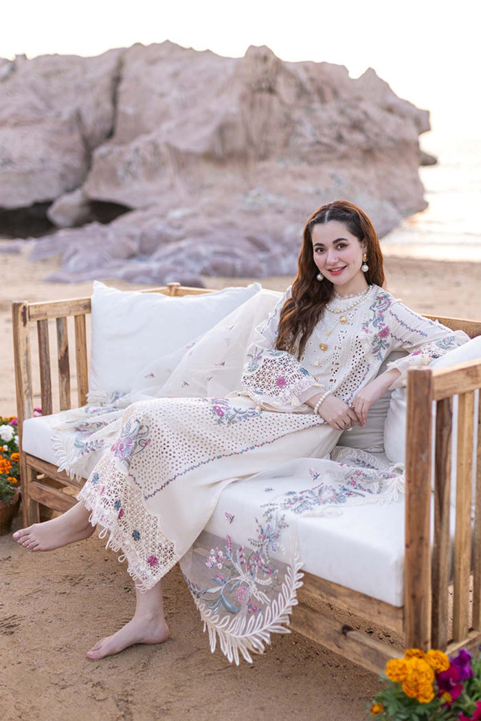 3Pc Unstitched Chikankari Lawn Embroidered Suit with Organza Embroidered Dupatta - LLC-2511