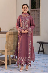 3Pc Unstitched Chikankari Lawn Embroidered Suit with Digital Printed Voil Dupatta - LLC-2515