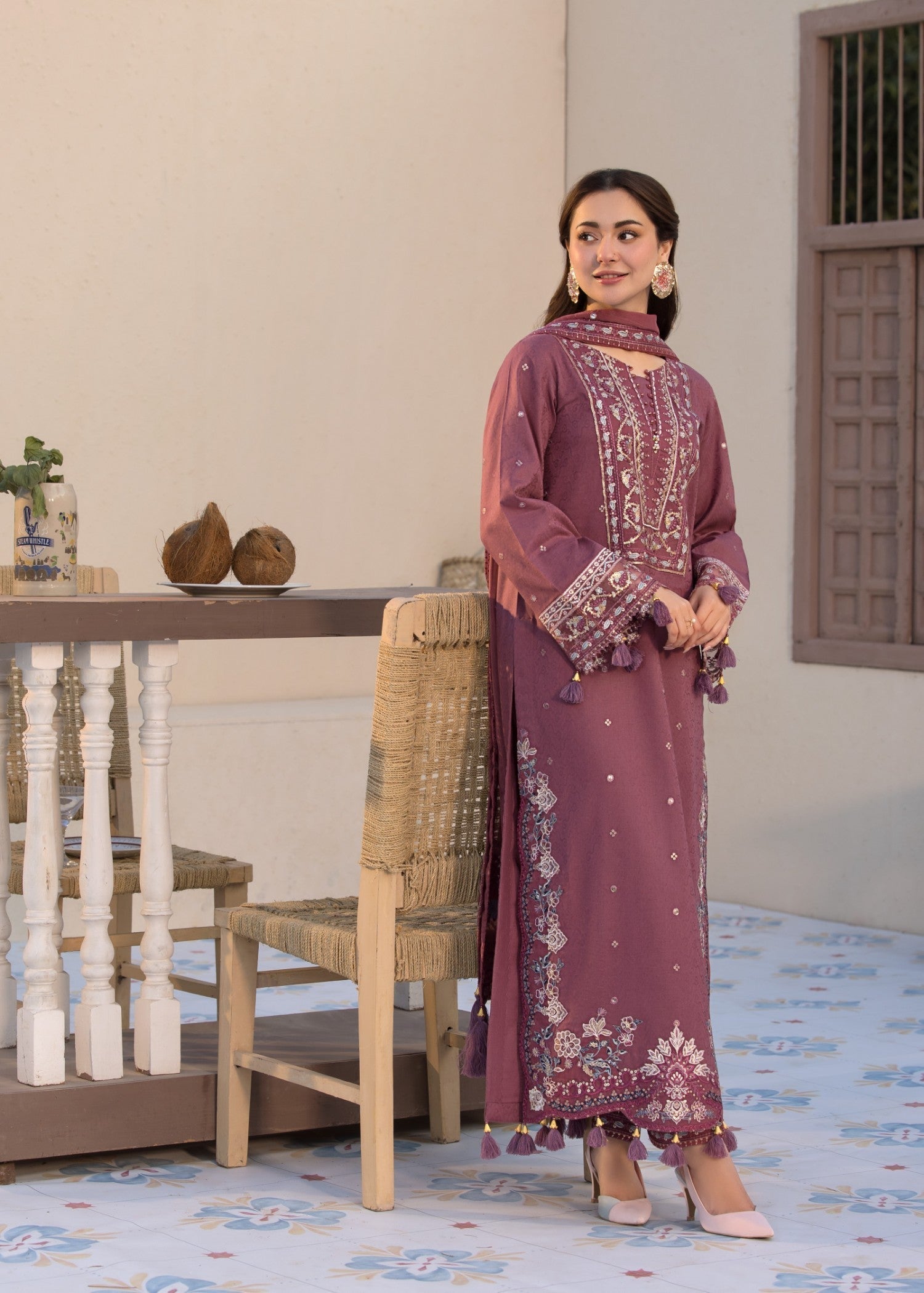 3Pc Unstitched Chikankari Lawn Embroidered Suit with Digital Printed Voil Dupatta - LLC-2515