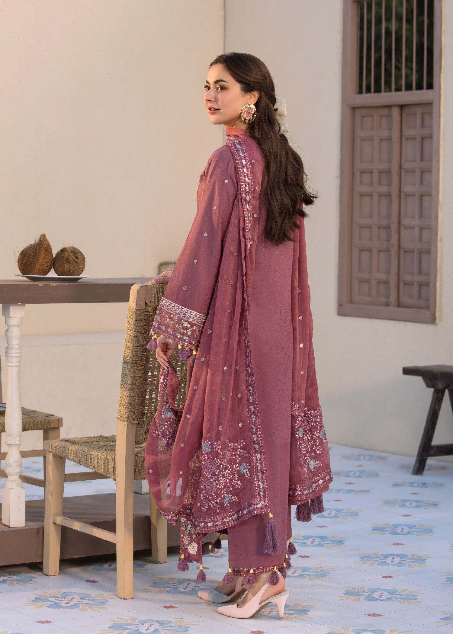 3Pc Unstitched Chikankari Lawn Embroidered Suit with Digital Printed Voil Dupatta - LLC-2515