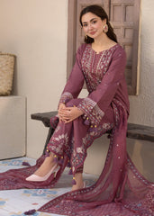 3Pc Unstitched Chikankari Lawn Embroidered Suit with Digital Printed Voil Dupatta - LLC-2515