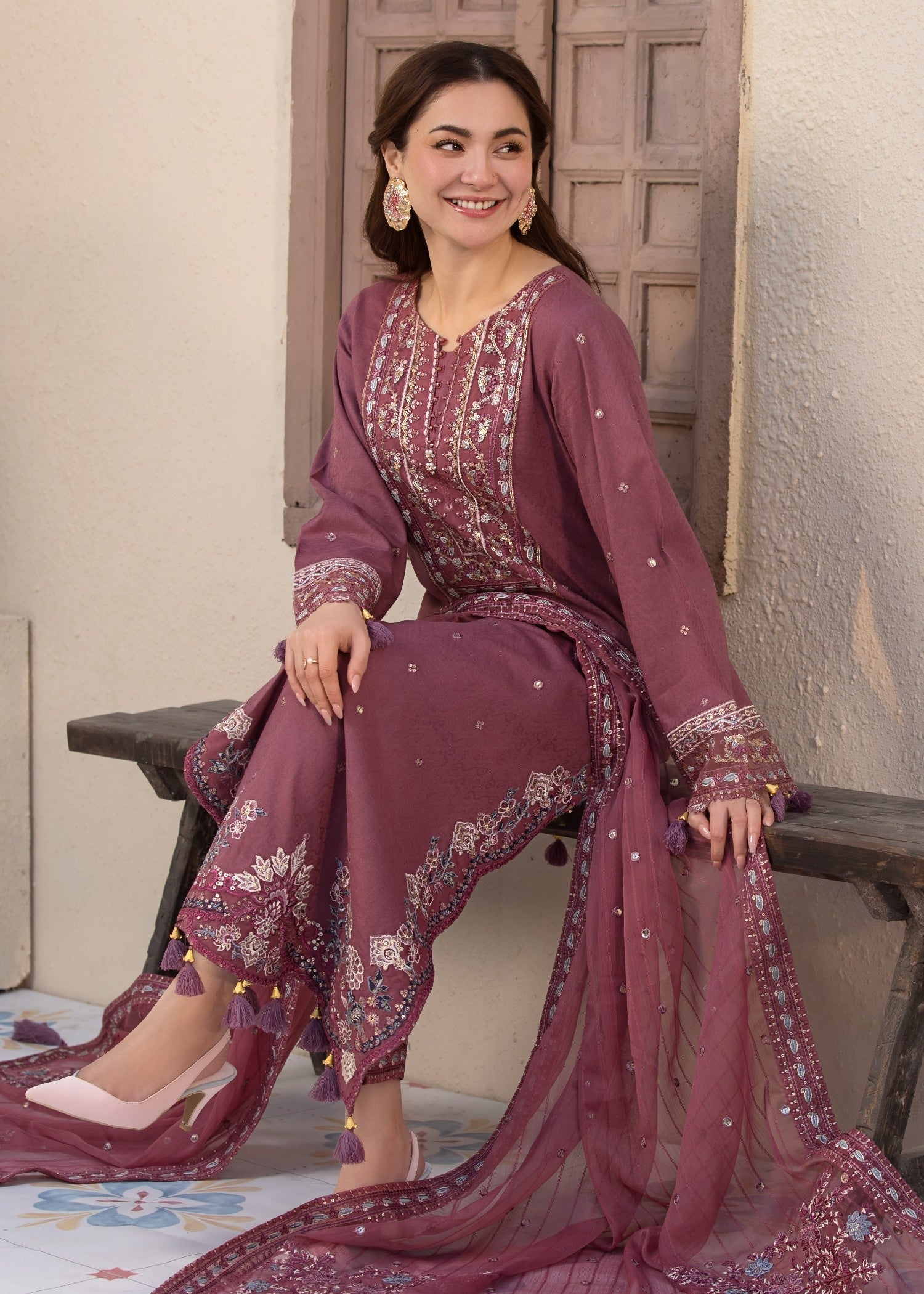 3Pc Unstitched Chikankari Lawn Embroidered Suit with Digital Printed Voil Dupatta - LLC-2515