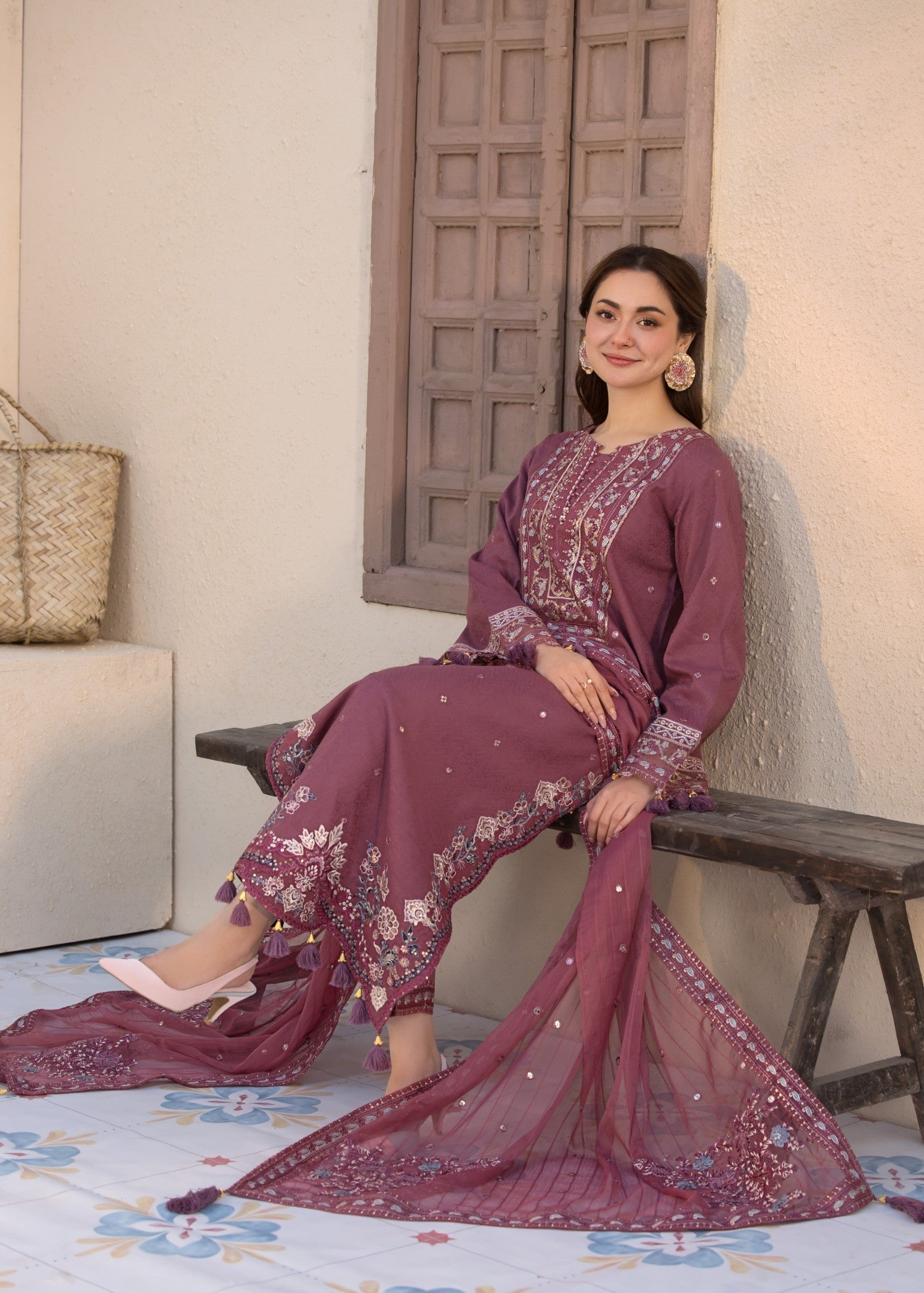 3Pc Unstitched Chikankari Lawn Embroidered Suit with Digital Printed Voil Dupatta - LLC-2515
