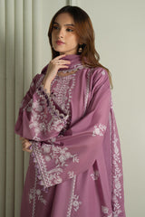 3Pc Unstitched Lawn Embroidered Suit with Embroidered Chiffon Dupatta - LLC-2516