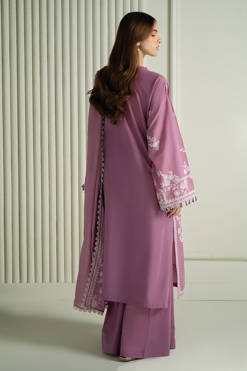 3Pc Unstitched Lawn Embroidered Suit with Embroidered Chiffon Dupatta - LLC-2516