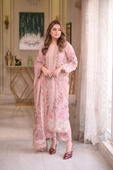 3Pc Unstitched Lawn Embroidered Suit with Organza Embroidered Dupatta - LLC-2520
