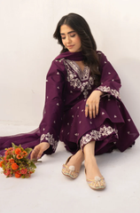 3Pc Unstitched Lawn Embroidered Suit with Embroidered Chiffon Duppata - LLC-02550