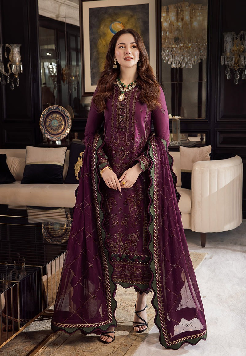 3Pc Unstitched Lawn Heavy Embroidered Suit with Embroidered Lawn Dupatta - LLC-2512