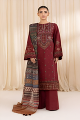 3Pc Unstitched Lawn Embroidered Suit with Printed Lawn Dupatta - LLC-2518
