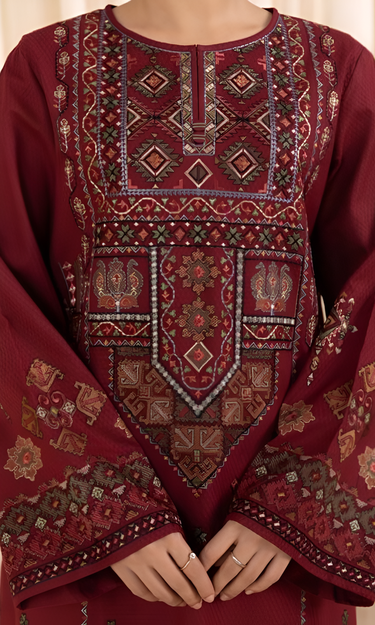 3Pc Unstitched Lawn Embroidered Suit with Printed Lawn Dupatta - LLC-2518