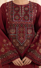 3Pc Unstitched Lawn Embroidered Suit with Printed Lawn Dupatta - LLC-2518