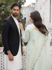 3Pc Unstitched Lawn Embroidered Chiken Kari Suit with Bana Dora Lawn Dupata - LLC-D624