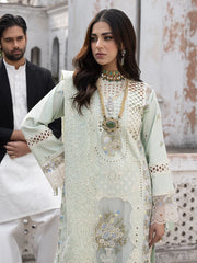 3Pc Unstitched Lawn Embroidered Chiken Kari Suit with Bana Dora Lawn Dupata - LLC-D624