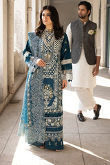 3Pc Unstitched Lawn Embroidered Chiken Kari Suit with Bana Dora Lawn Dupata - LLC-D623