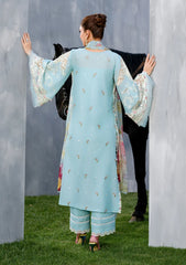 3Pc Unstitched Lawn Embroidered Chiken Kari Suit with Bana Dora Lawn Dupata - LLC-D625