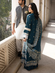 3Pc Unstitched Lawn Embroidered Chiken Kari Suit with Bana Dora Lawn Dupata - LLC-D623